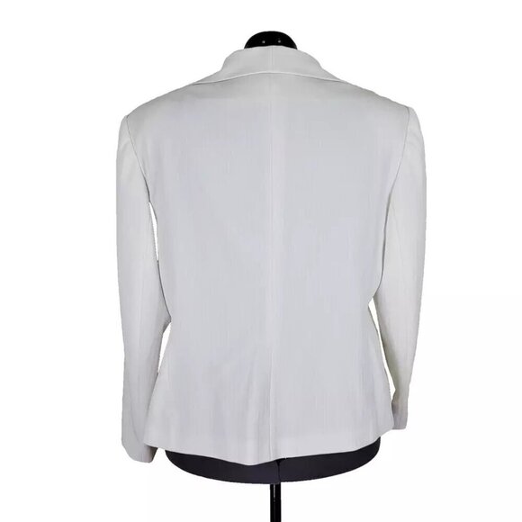 Emily Blazer Plus Size 22W Textured Notch Collar 4 Button Stretch Lined White - Picture 3 of 9